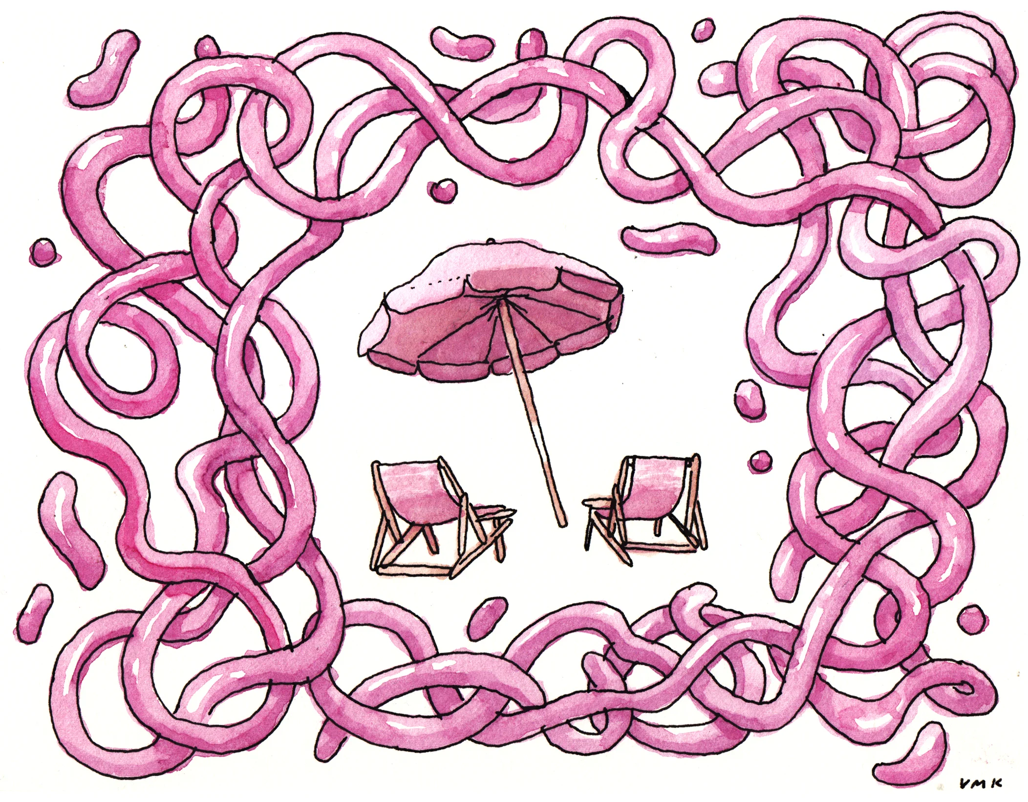 Victor Kerlow Pink Beach, 2017 7" x 5.5" Watercolor on paper Click here to purchase