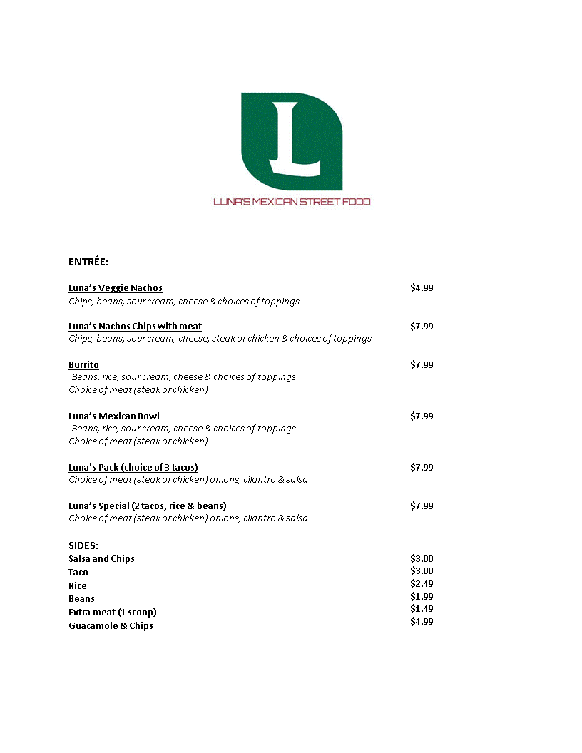 Luna Mexican Street Food Menu.gif