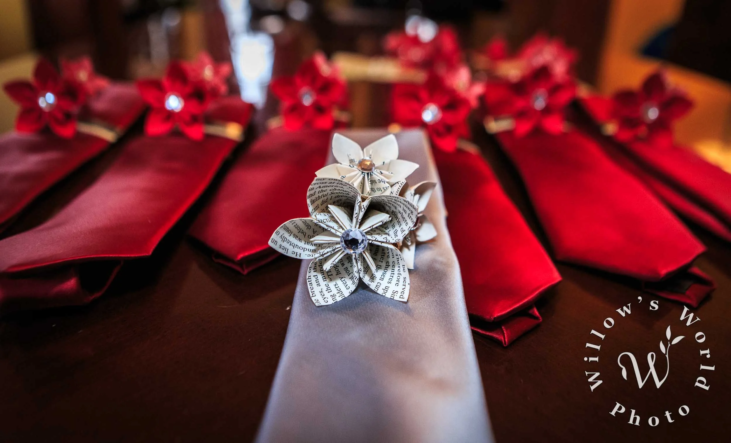 50-Paper-Boutonniere-Red-and-Grey-Silk-Ties-Willows-World-Photo.jpg
