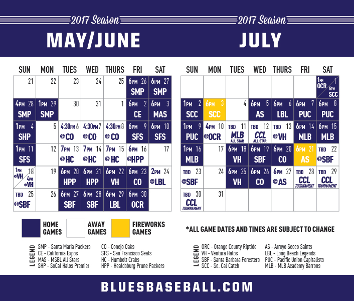 BLUES POCKET SCHEDULE