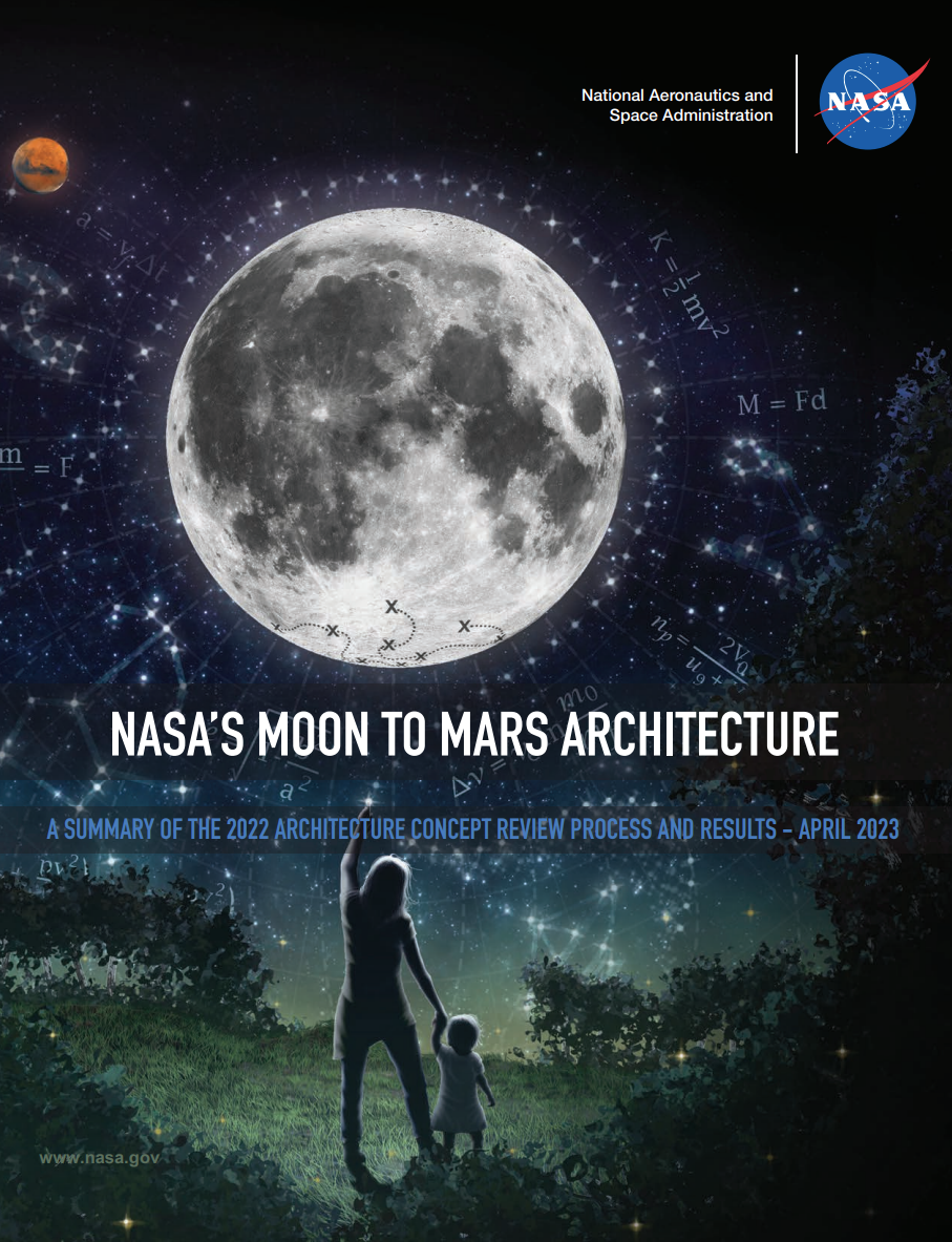 NASA’s Moon to Mars Architecture: A Summary of the 2022 Architecture Concept Review Process and Results - April 2023” Cover Illustration