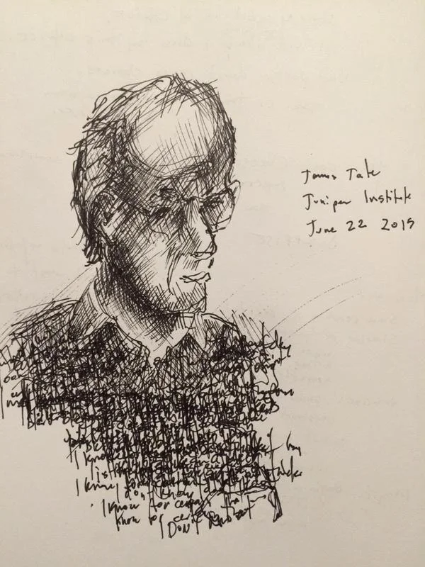 James Tate died today. I didn’t know him well, personally, but so many people I love very much did. Right now, the loss feels like a big hole, like time passing in that terrible way it does. His poems meant a lot to so many people, and they meant a lot to me. I can take solace in knowing they will always be there. With his life, he has done a very good thing. I taught myself how to read poems, write poems, and love poems, by reading James Tate’s poems. Nearly 20 years ago, he quickly became the poet who wrote the poems that vibrated at my frequency. Even this past week, I had the luxury of hearing him speak about poetry at the Juniper Institute. I wrote down a lot of what he said that day. I forget the questions exactly, but his answers were, “I know for certain that I don’t know,” and “I knew nothing,” and “I was amazed by my own naiveté,” and “I’m not a genius or anything,” and “You know, you don’t have to be a scholar,” and “I only had three keys, but there were 50 locked doors.” And of where his ideas for poems come from, he also said, “I was just trying to solve something that had been haunting me my whole life.” He continually reminds me, as I read him, and as I listened to him speak just last week, that poetry, for me, is a fun and necessary adventure. Here is James Tate reading a poem called The New Mayor . I recorded him reading it just two weeks ago. I hope you’ll all re-read your favorite James Tate book this week. And if you’ve never read him, I hope you’ll read your first. You can start with this poem, from one of my favorite books, Memoir of the Hawk . It is the poem after which I named this blog, when I started it way back in 2003. Its last lines now shake me up even more today. THE LOVELY ARC OF A METEOR IN THE NIGHT SKY At the party there were those sage souls who swam along the bottom like those huge white fish who live for hundreds of years but have no fun. They are nearly blind and need the cold. William was a stingray guarding his cave. Only those prepared for mortal battle came close to him. Closer to the surface the smaller fish played, swimming in mixed patterns only a god could decipher. They gossiped and fed and sparred and consumed, and some no doubt even spawned. It’s a life filled with agitation, thrills, melodrama and twittery, but too soon it’s over. And nothing’s revealed because it was never known.