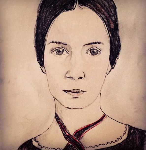 I just recently learned that I’ll have my very first art show this August. The University of Arizona Poetry Center asked if I’d display some of my portraits in their gallery space throughout that month. I decided that I will draw all new portraits of some of my favorite poets. I’ve started at the beginning: Emily Dickinson.
There will be a reception at some point on 8/11 or 8/12 (TBD) while I’m at the center to lead a poetry workshop . I hope you can make it to the center at some point in August to check them out. The originals and prints will be on sale there as well.