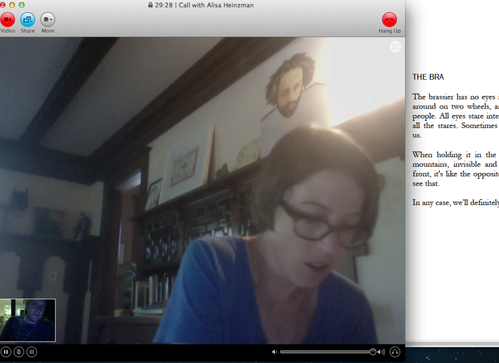 For about a year now, Alisa Heinzman and I have been at work on a book of poem translations from the French by Jacques Rebotier called Some Animals for Transport and for Companionship. Tonight (but this morning, for her) we finished reading through it via Skype and we think it’s about ready for the world. If you’d want to read a poem or two while you wait, there are some drafts of them here , and here , and here .