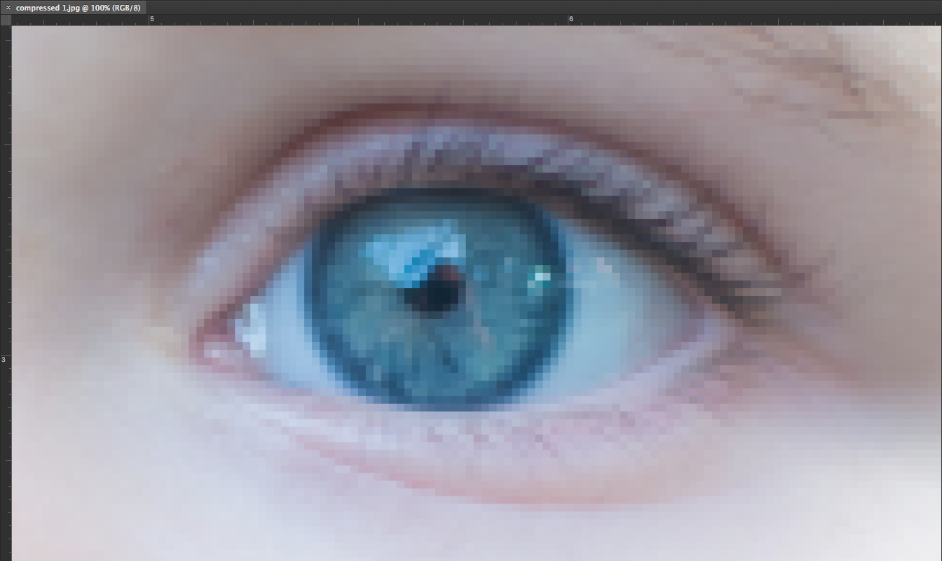 zoomed to 100% (exaggerated to show texture of unsharp photos)