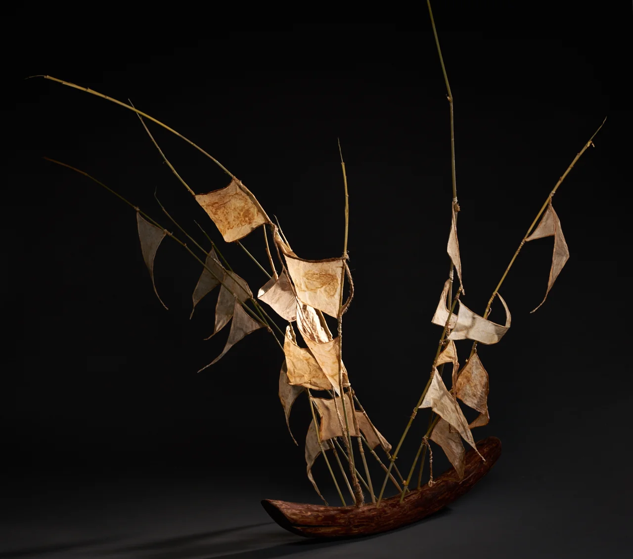 Barque 29 x 32 x 24 inches Wood, string, teabag paper