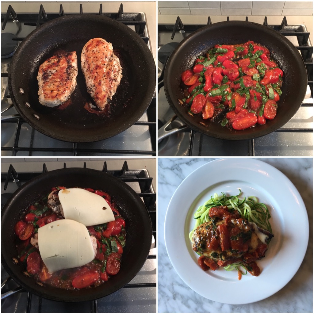 30 Minute Meal: Low Carb Chicken Caprese with Zucchini Noodles