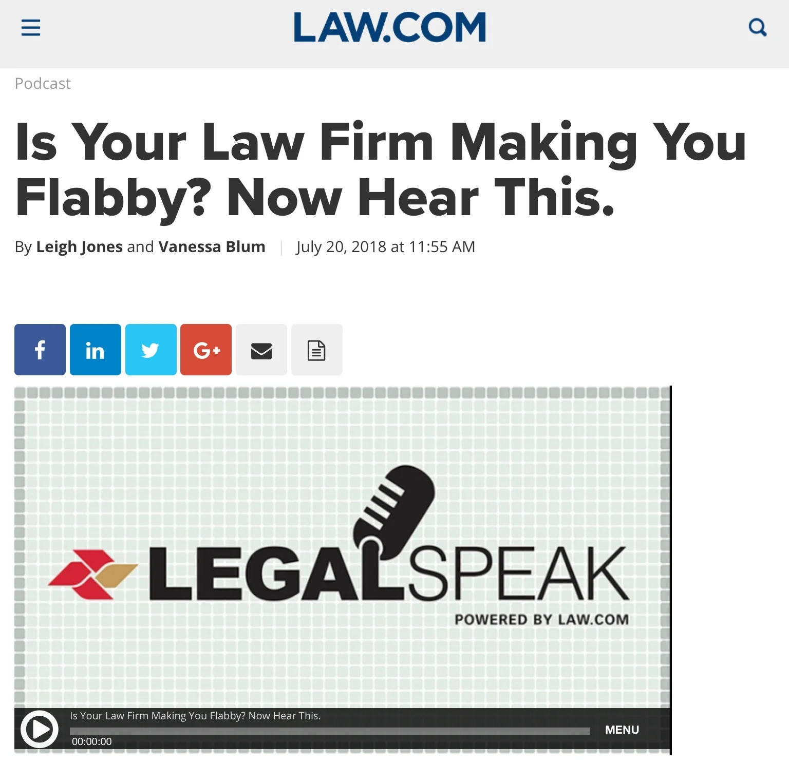 Podcast: Is Your Law Firm Making You Flabby? Now Hear This.