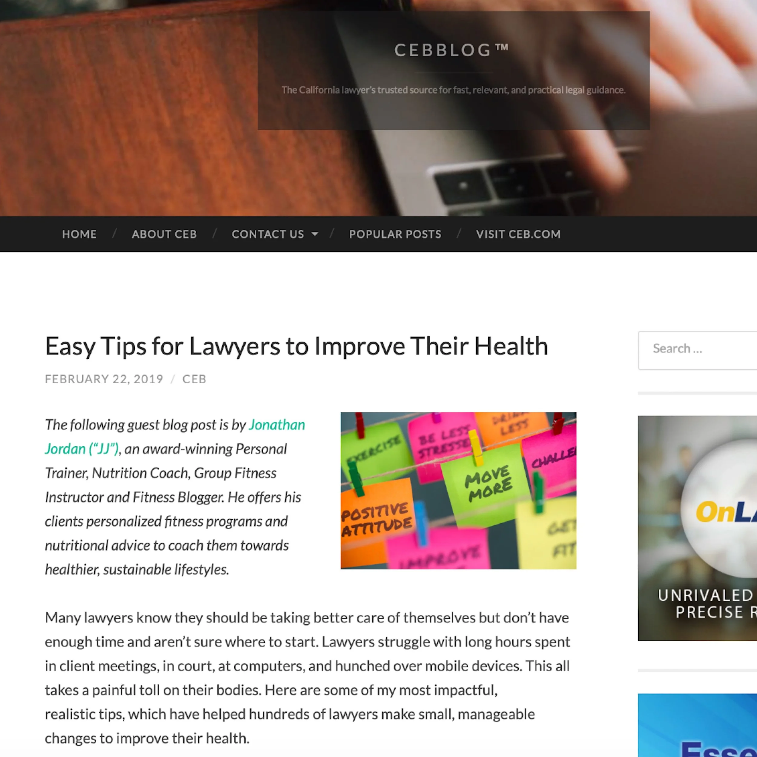 CEB Blog: Easy Tips for Lawyers to Improve Their Health