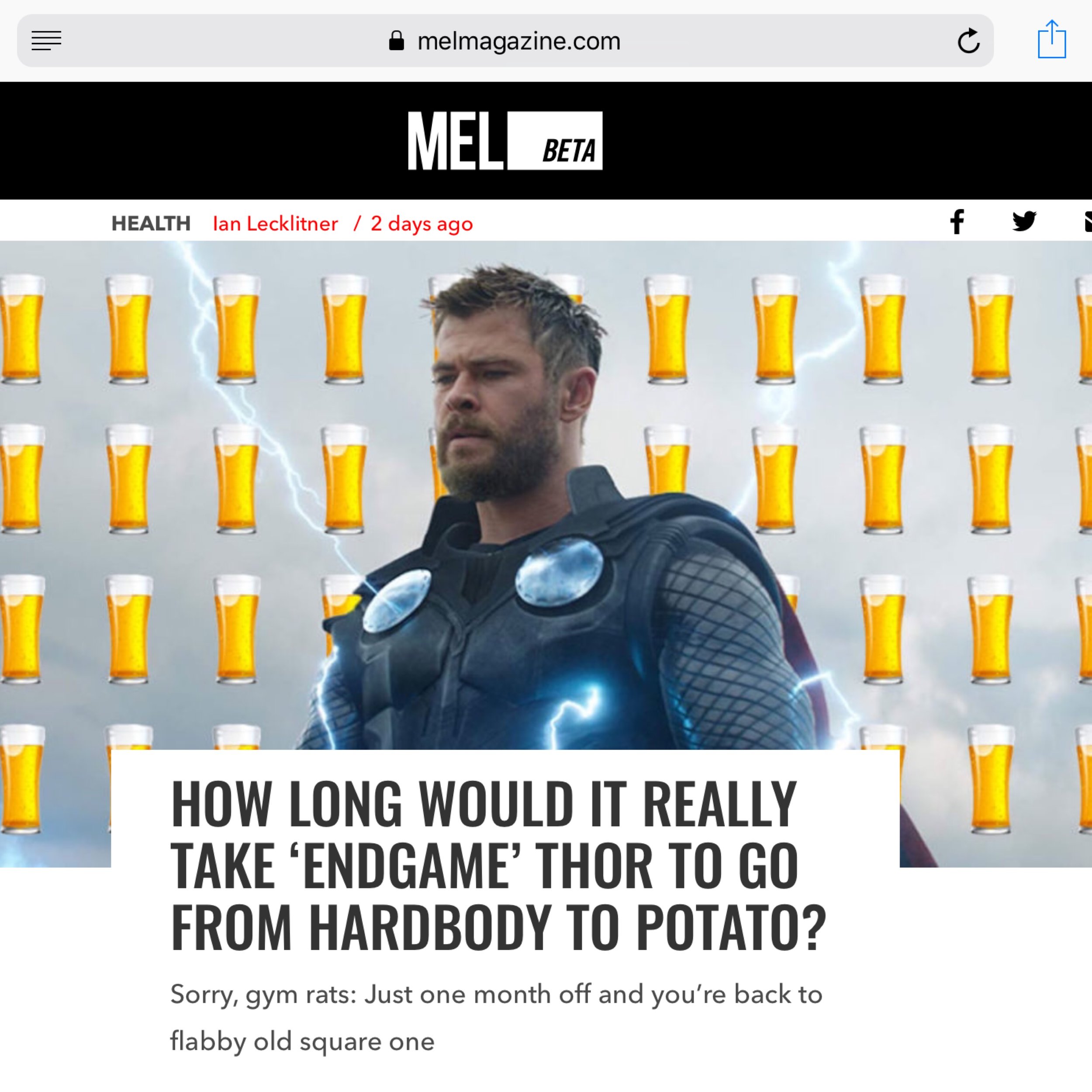 How Long Would It Really Take 'Endgame' Thor to Go from Hardbody to Potato?