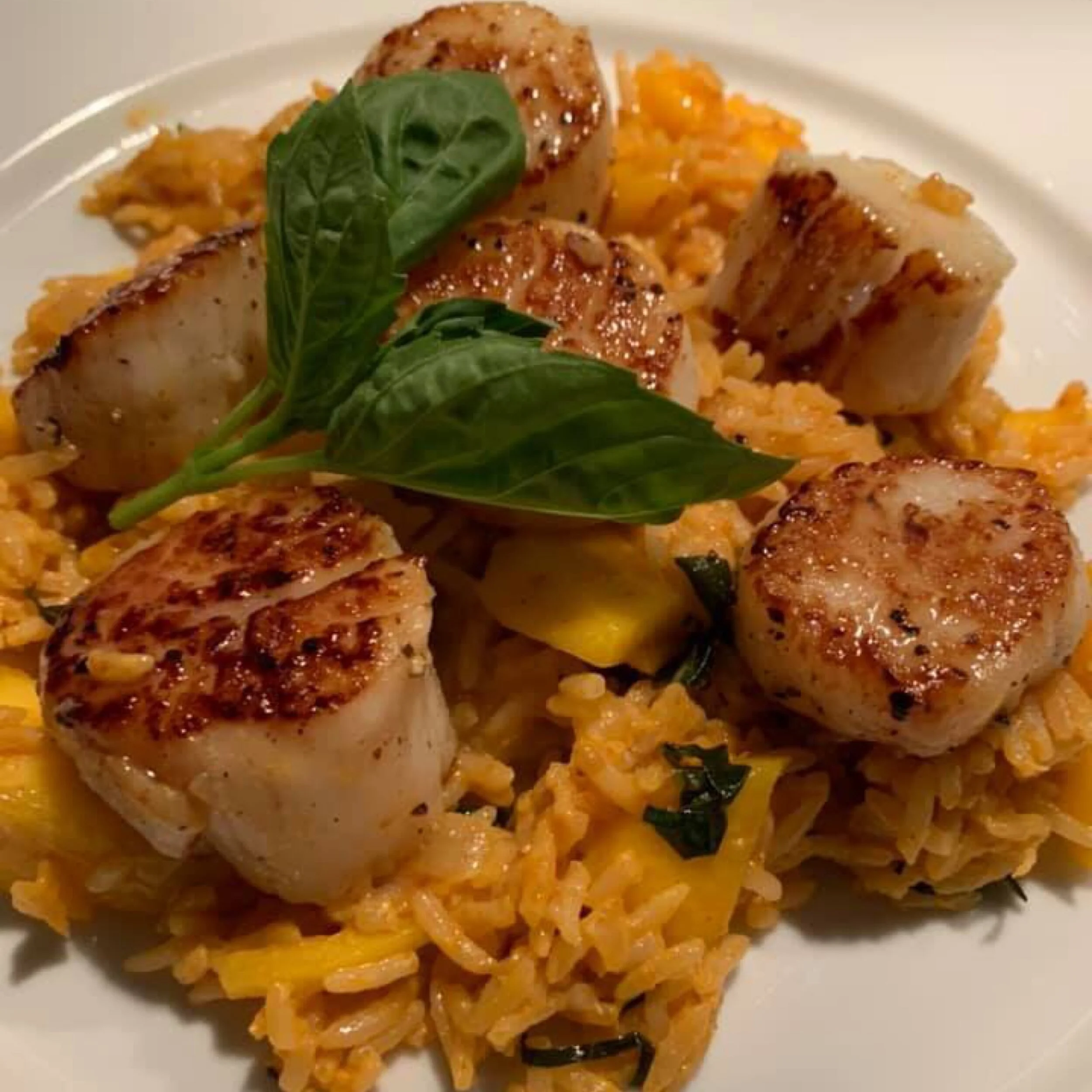 Thai Coconut Basmati Rice with Mango and Seared Scallops