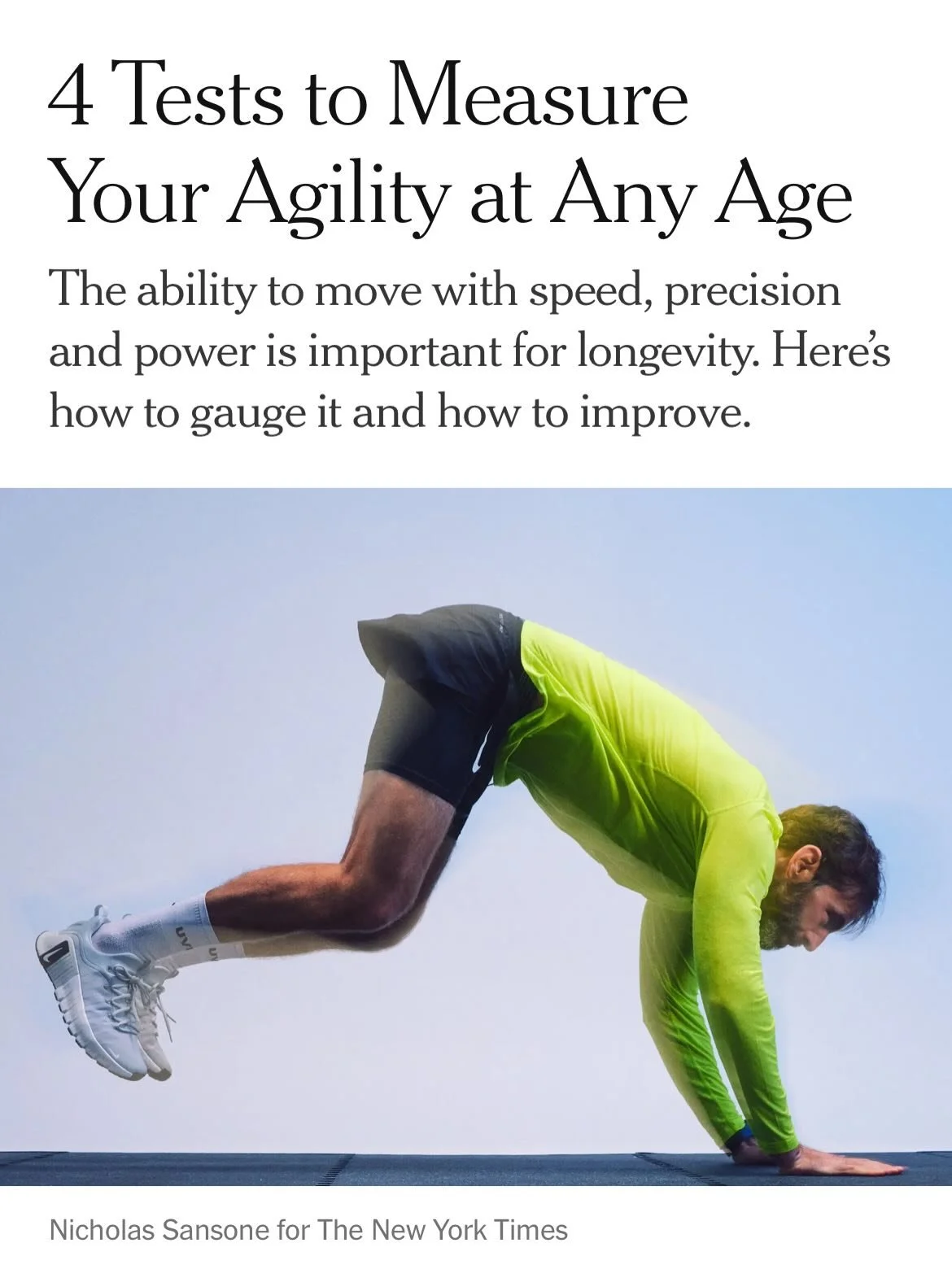 Pretty stoked to have been interviewed by the New York Times for a piece discussing agility training for all ages. It was a big honor for the reporter to ask for my input and to be included. I won&rsquo;t lie, I&rsquo;ve always wanted to be asked to 