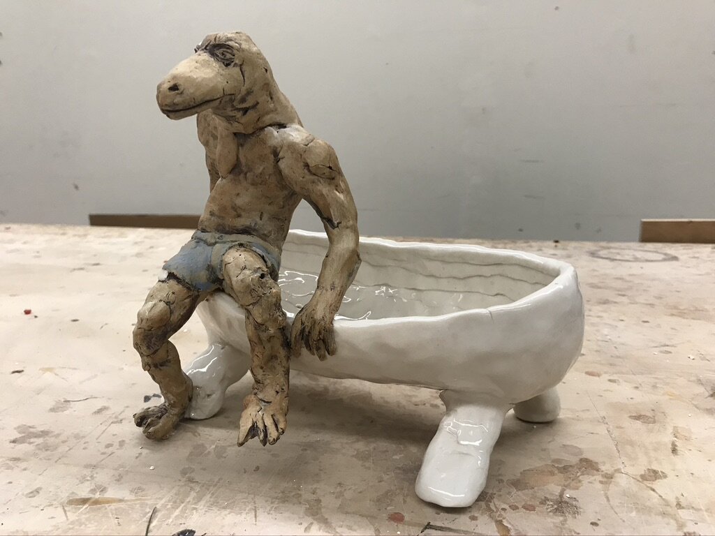 Lizard in Bathtub