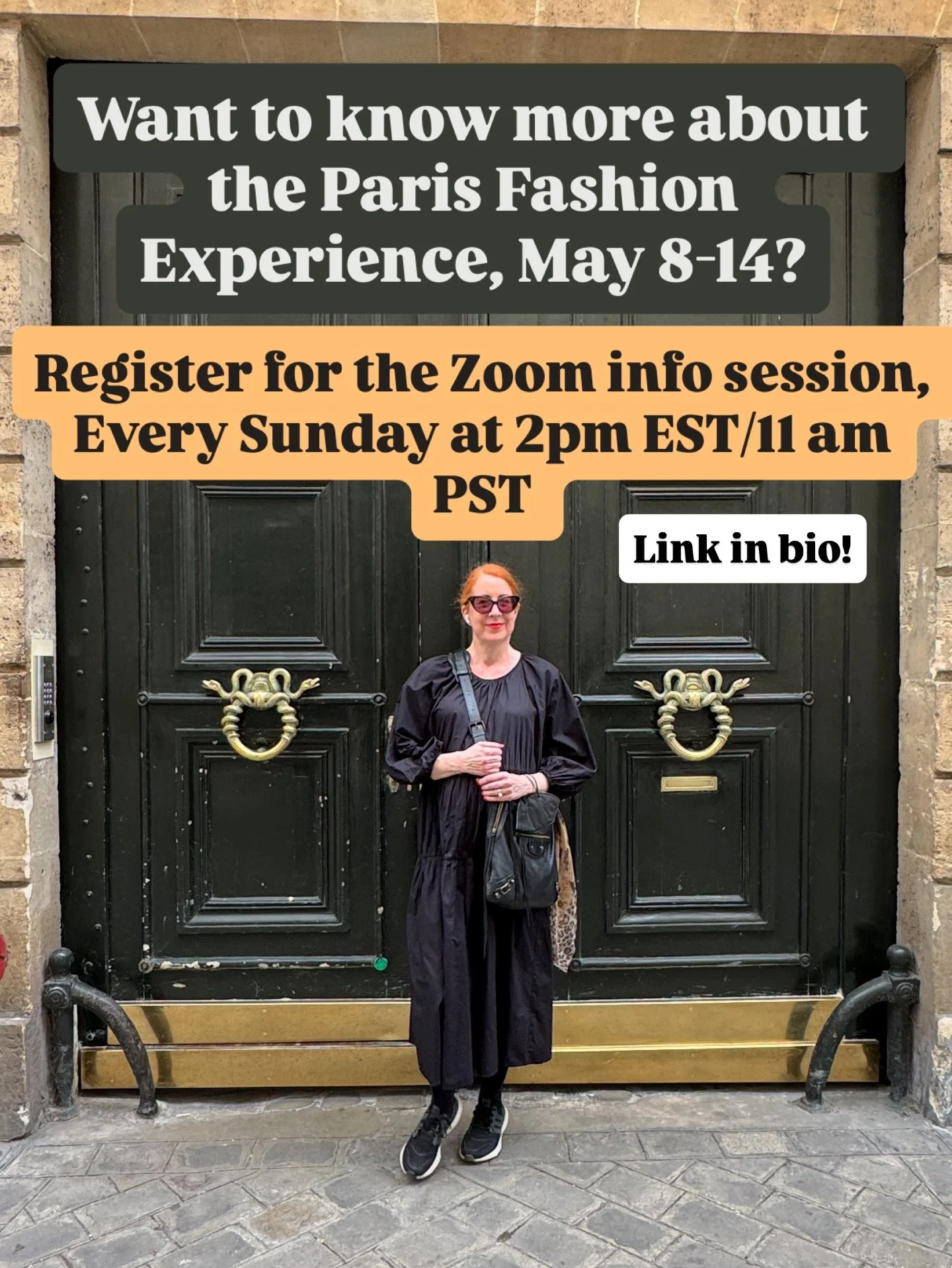 Consider this a standing invitation to chat with me about Paris every Sunday until Feb 1! 

Register for the May 8-14 information session Zoom call using the link in my bio or visit the website www.fashionexperiencetours.com and click on the announce