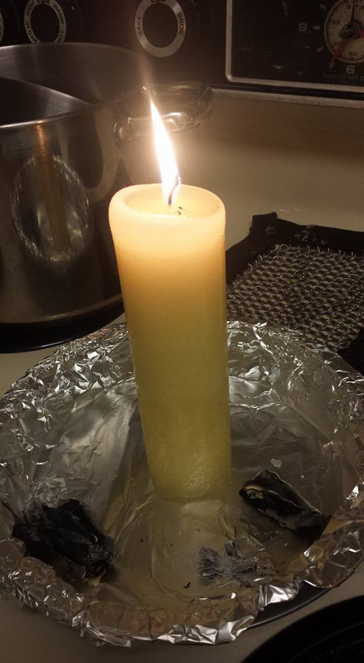 The candle burned all last night, all day long and is still going as I write this blog.
