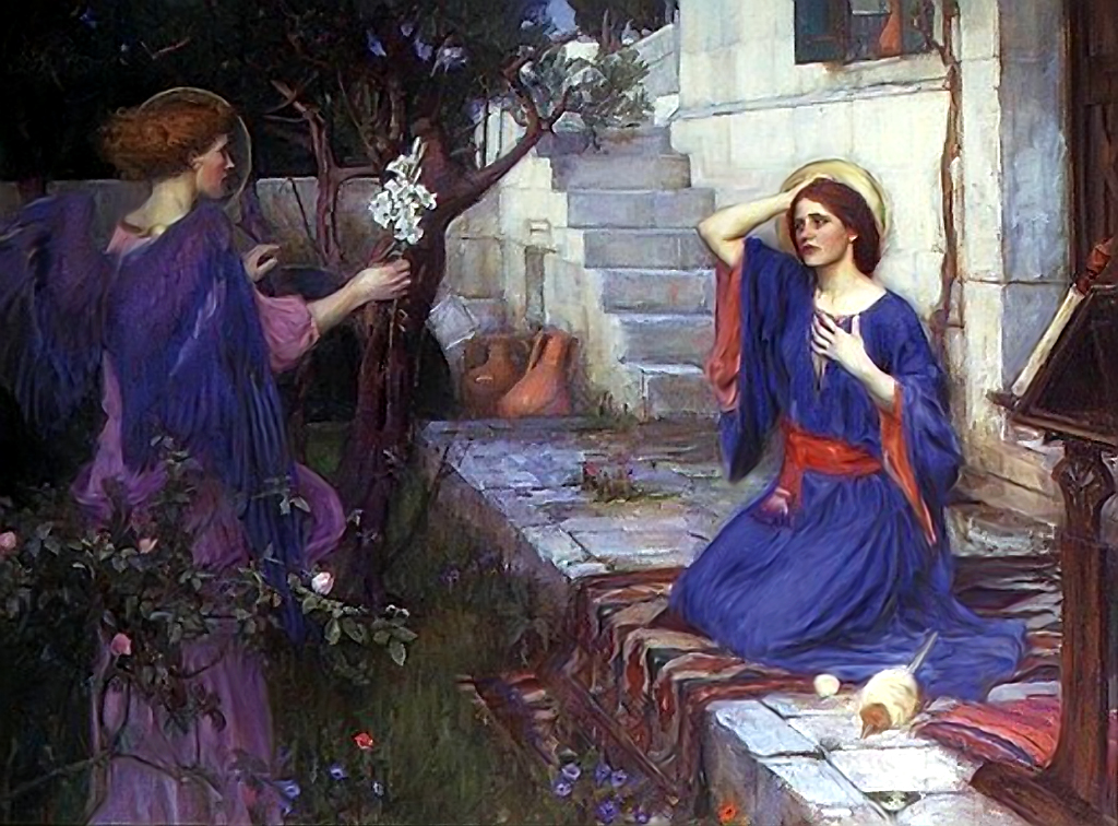 The Annunciation (1917) by William Waterhouse. I'm a sucker for Pre-Raphaelite paintings.