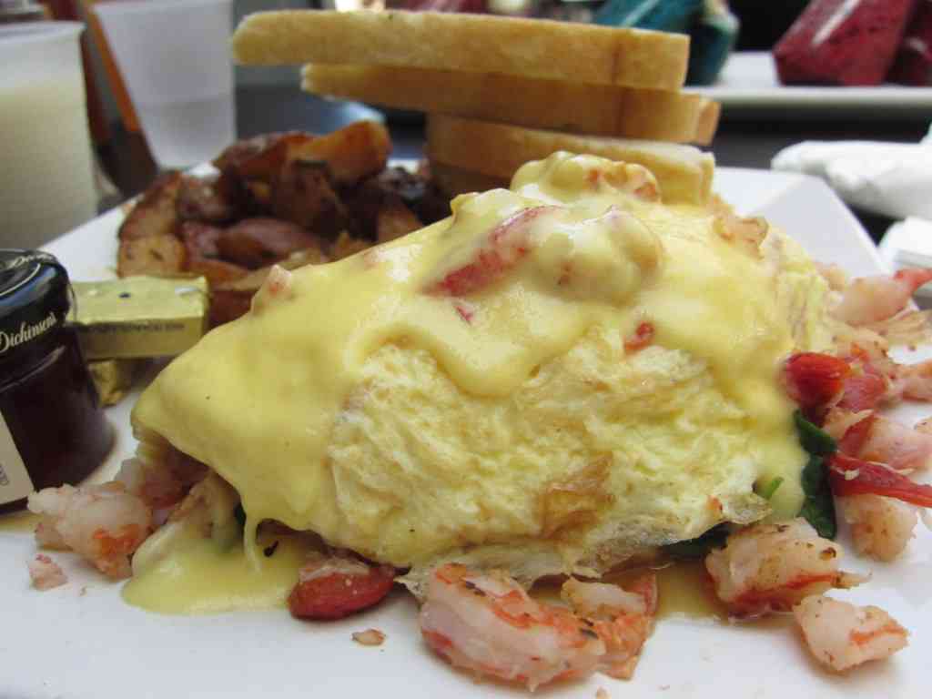 The delicious seafood omelette from Larchmont Bungalow