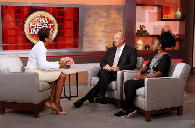Beverly Gooden speaking with Dr. Phil and Robin Roberts on Good Morning America