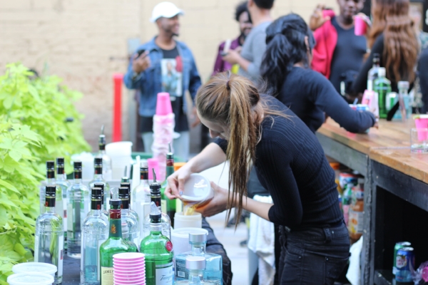 The drinks were free and flowing at the Insecure block party.