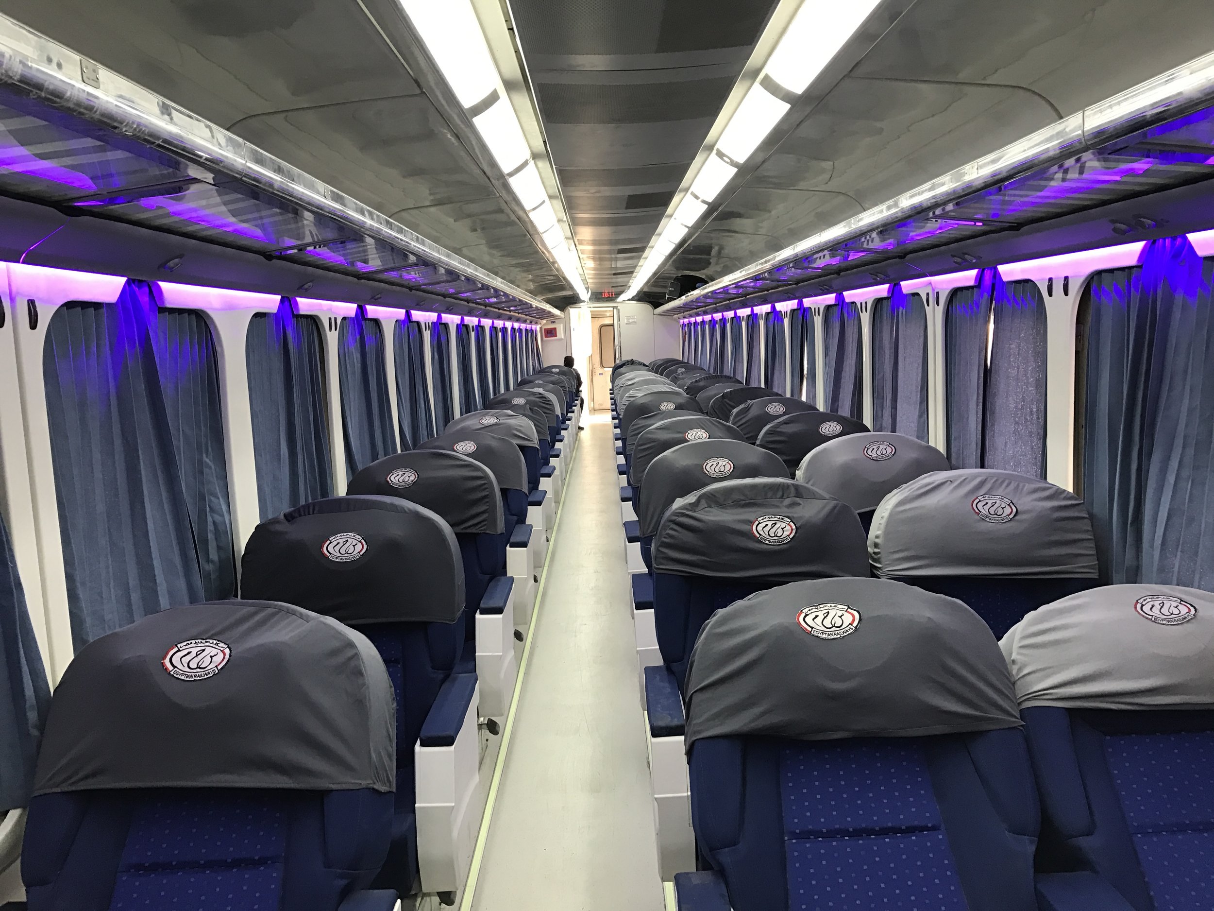 First class cabin on the Egyptian Railways train. Costed only about $5.23.
