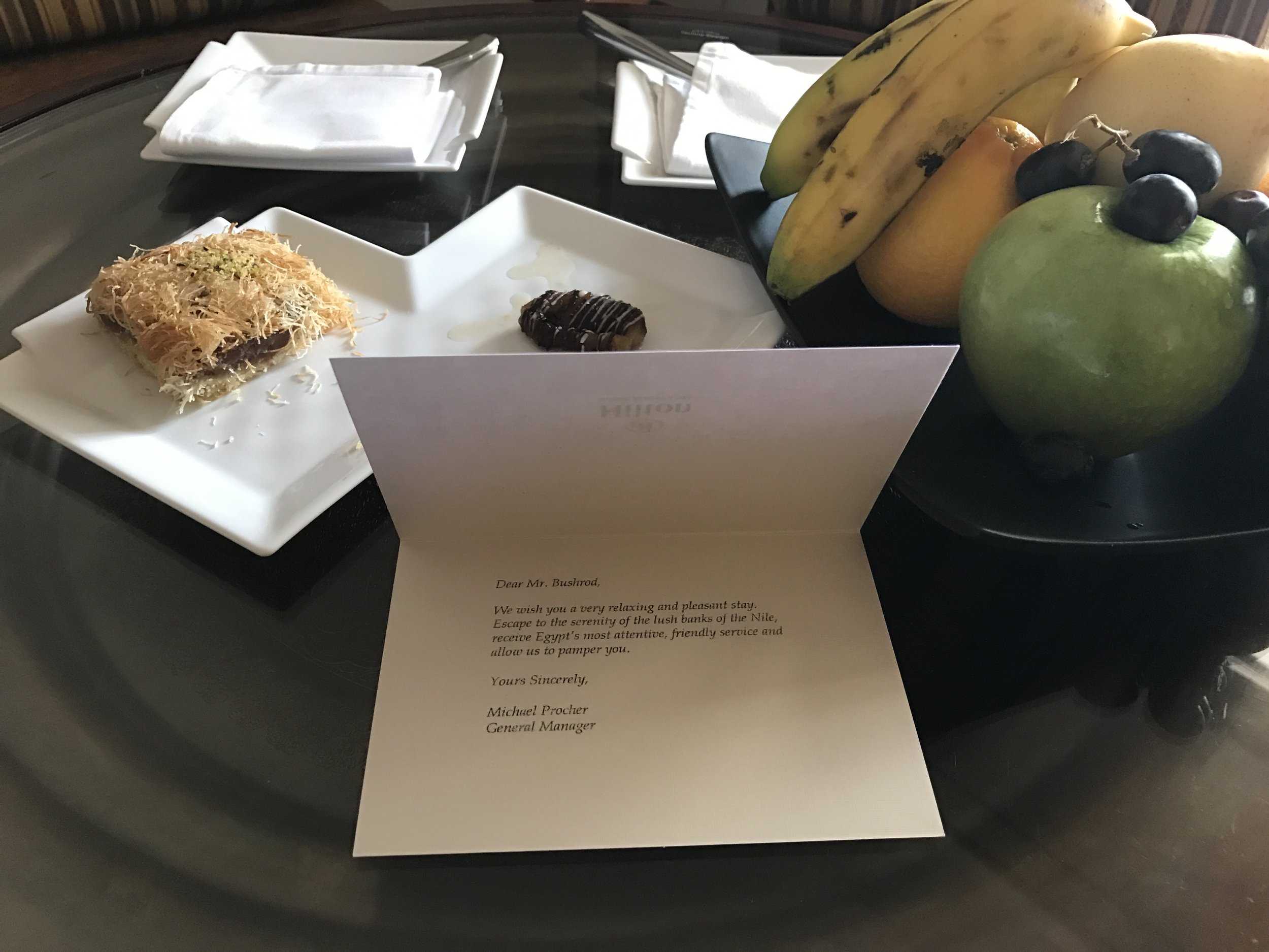 Every time I opened the door to my room, there was another gift from the hotel staff waiting for me