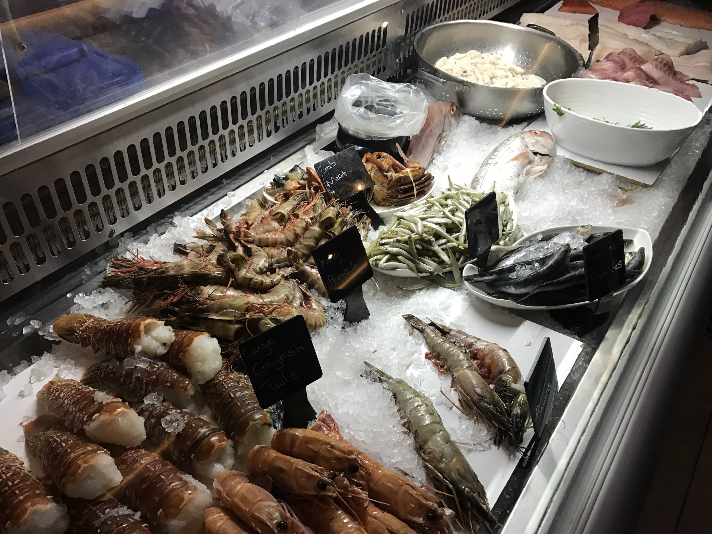 Fresh fish display at Codfather in Johannesburg