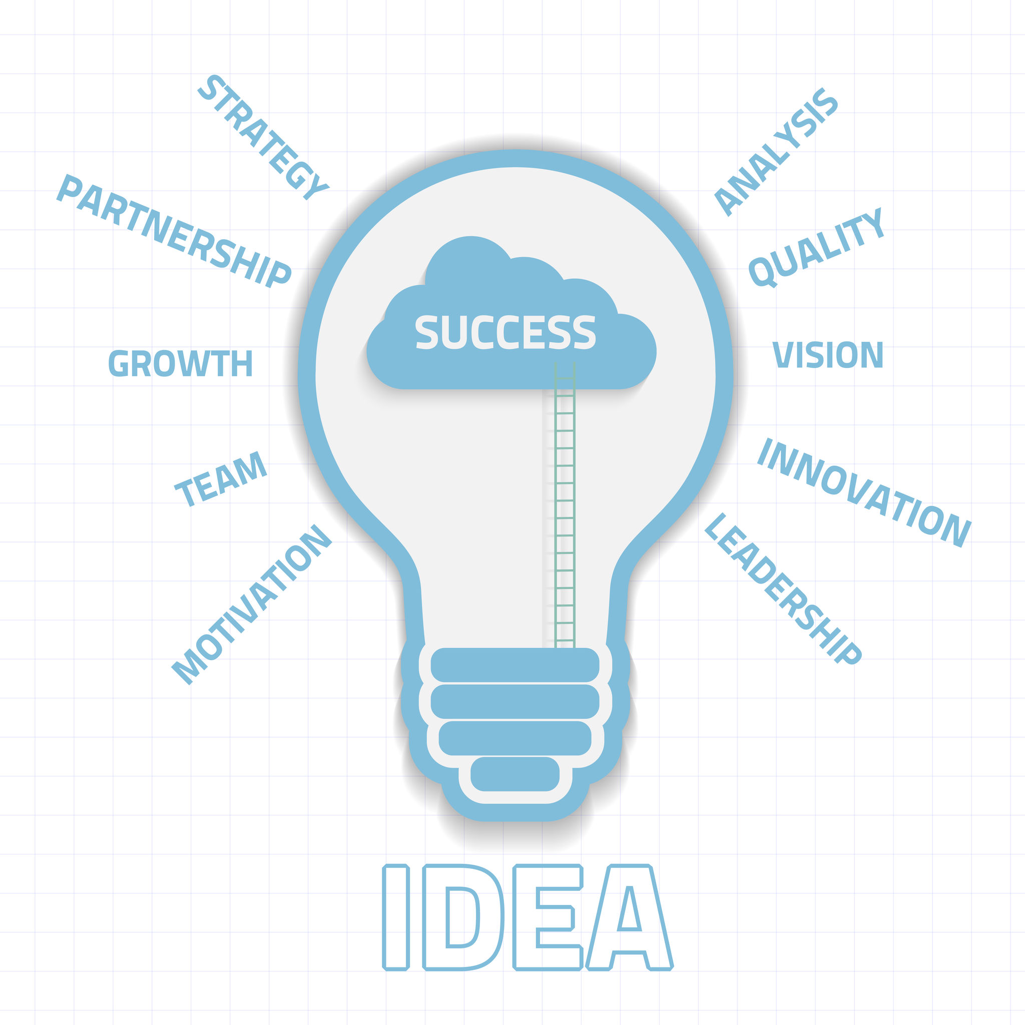 26016918 - business success concept with cloud and ladders inside the light bulb