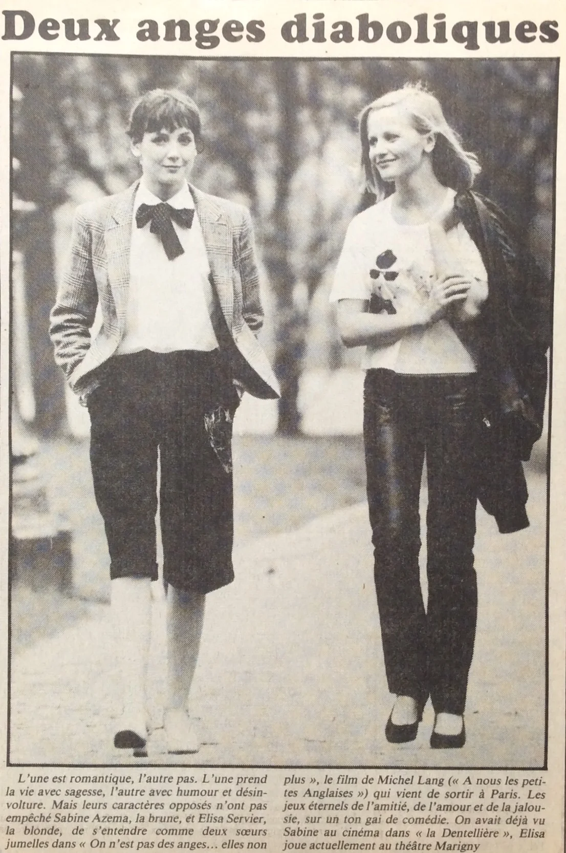 On n'est pas des anges , elles non plus - 1981