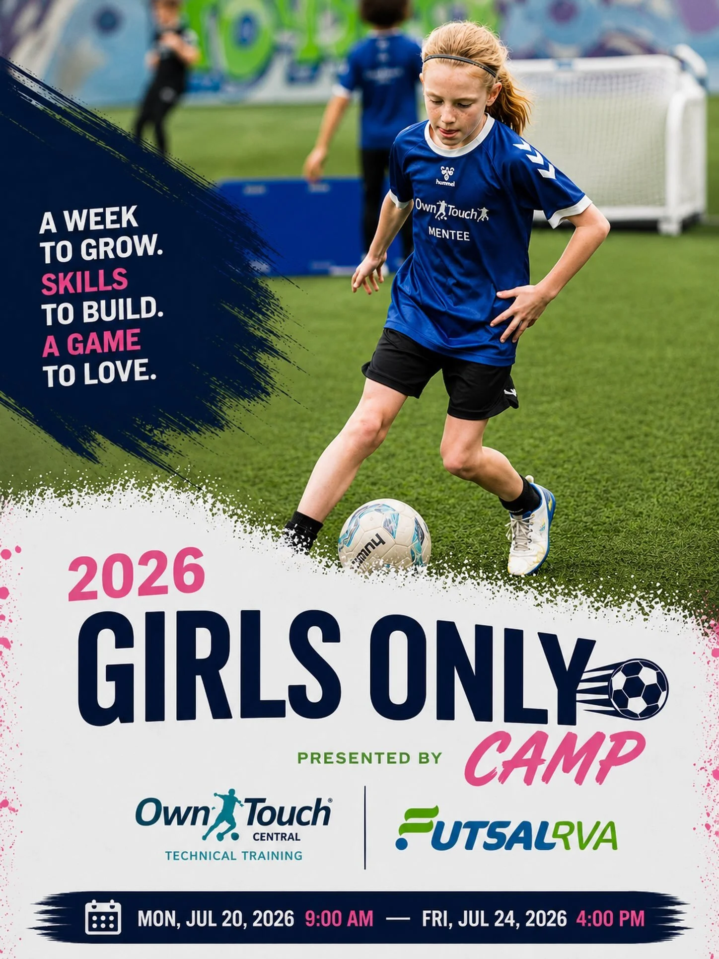 2026 Girls Only Camp!

A week dedicated to helping young female athletes grow with confidence, improve their technical skills, and enjoy the game in a positive, challenging environment.

Designed for girls ages 7&ndash;14, this camp combines structur