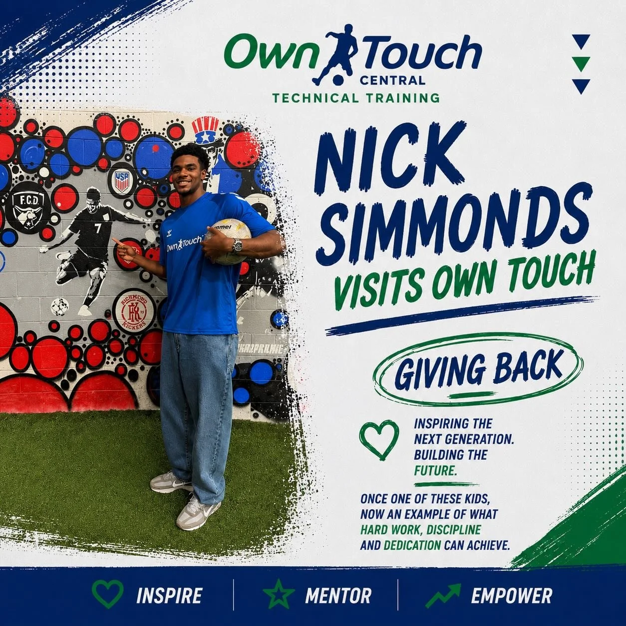 This week, we had the privilege of welcoming Nick Simmonds back to Own Touch.

Years ago, Nick was one of the many kids of our community chasing a dream. Today, he returned to share his journey, connect with our mentees, and remind them that success 