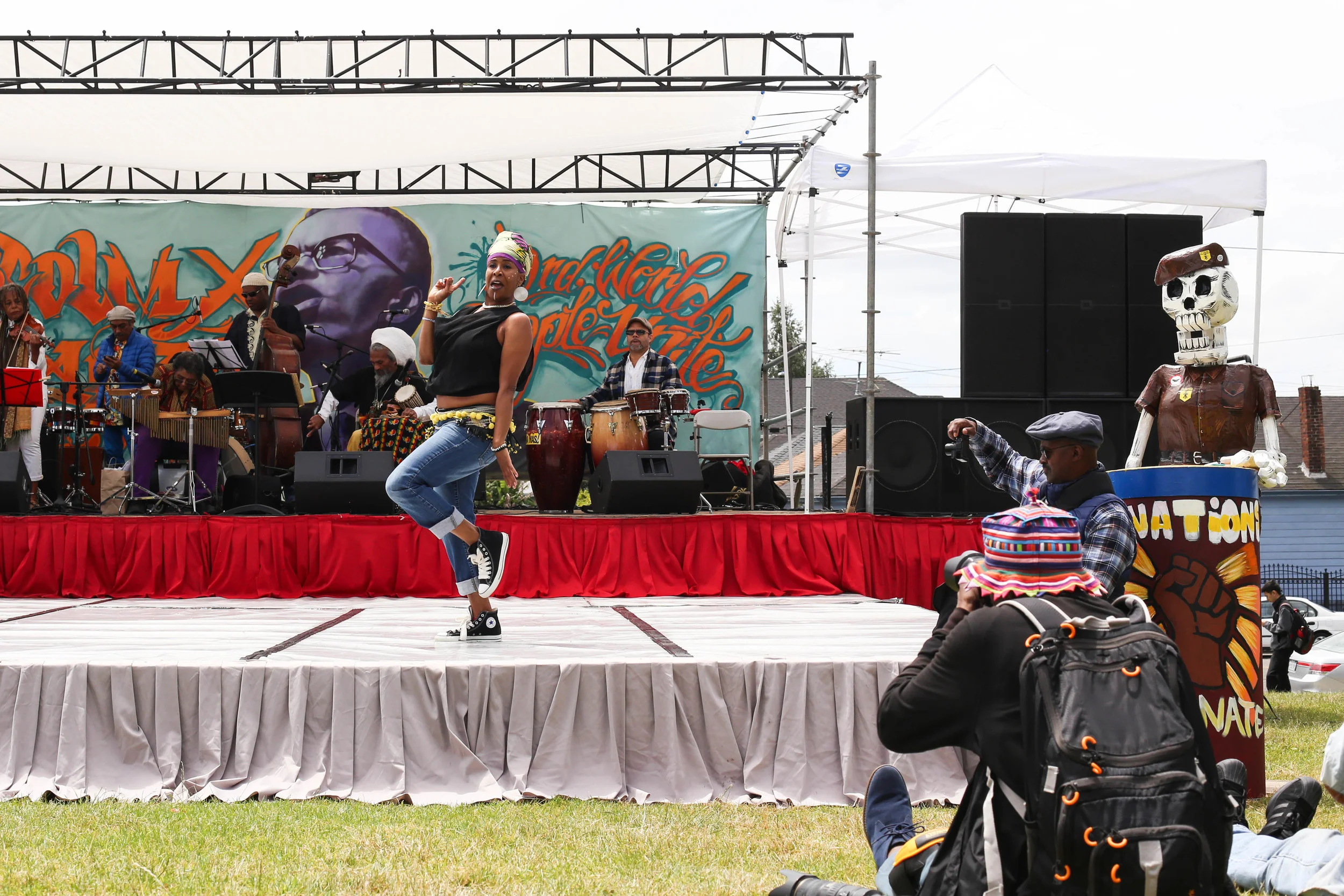 Traci Bartlow from Oakland performs at the event.