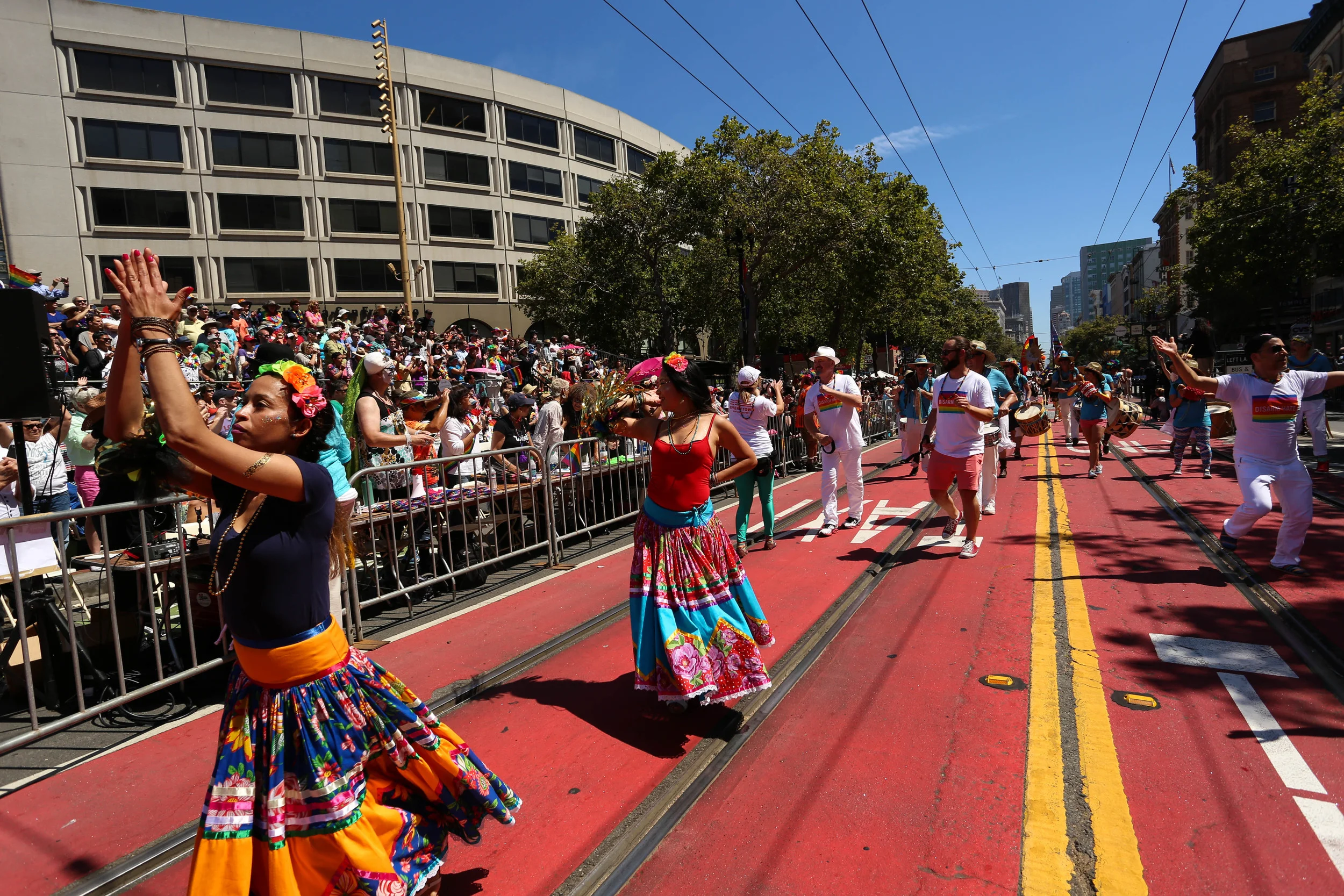 Latina performers dance in the parade as thousands gathered to celebrate Pride in San Francisco, Cali. Sunday, June 26, 2016. 