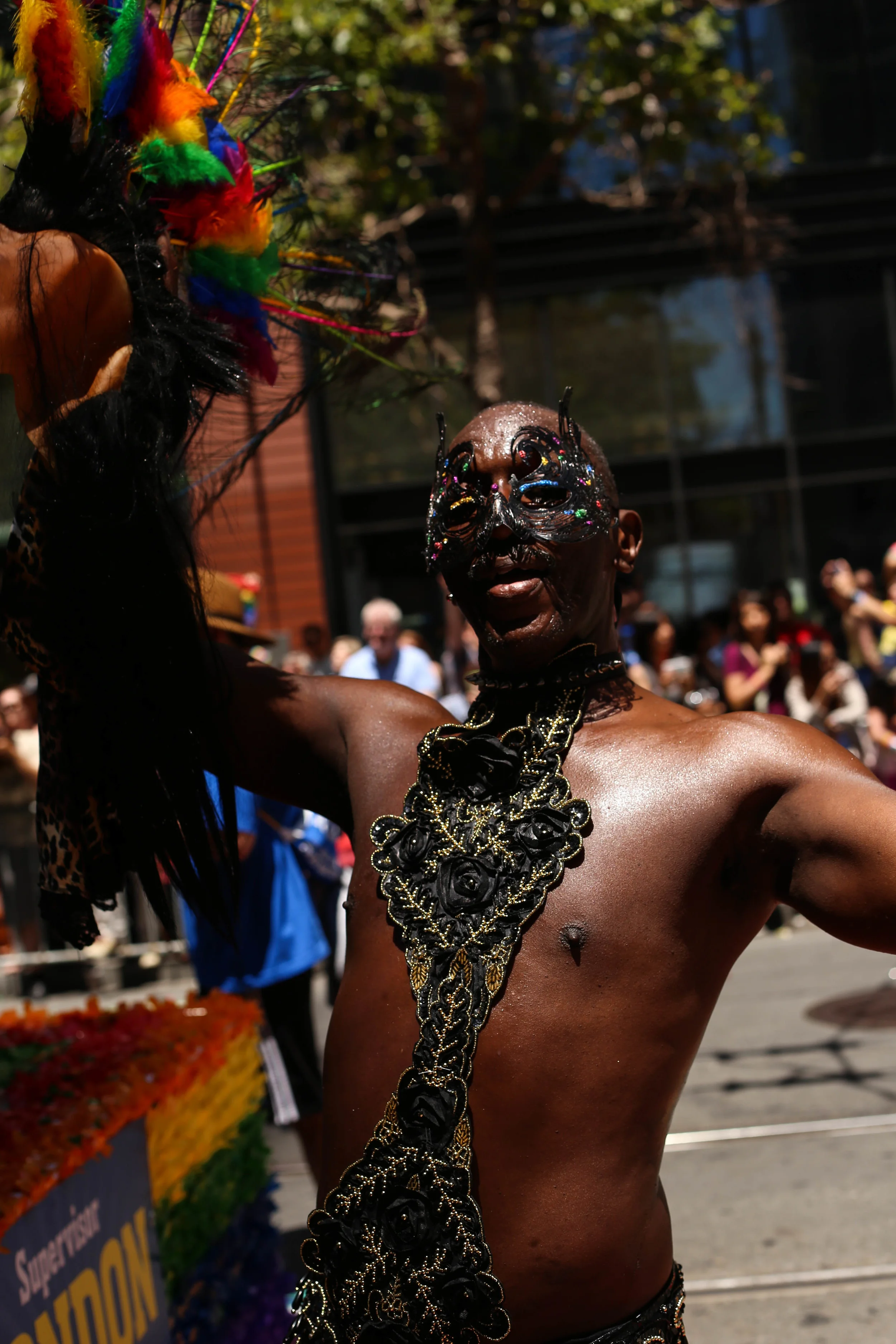 Parader poses during the San Francisco Pride Parade on Sunday, June 26, 2016.