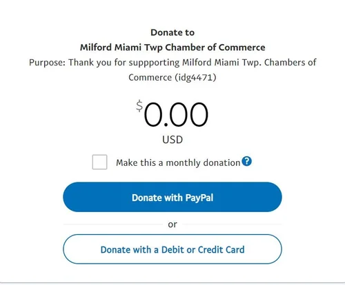 chamber of commerce donation via paypal