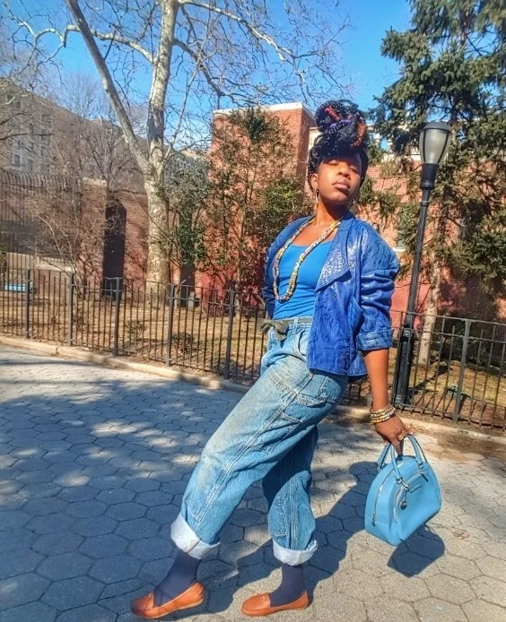 Vintage blue leather denim.jpeg