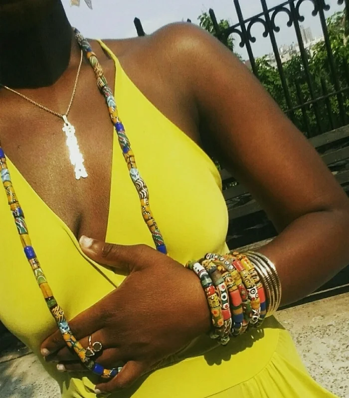 Large Ghanaian Glass Bead Necklace for sale