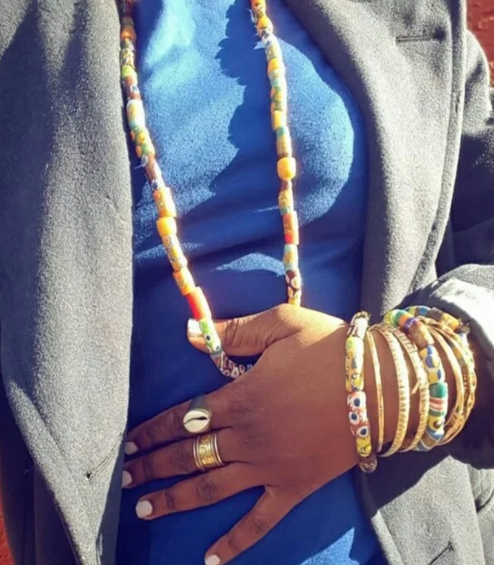 Large Ghanaian Glass Bead Necklace for sale