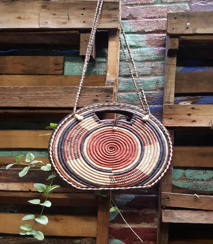 Burkina Faso Leather & Woven Bag