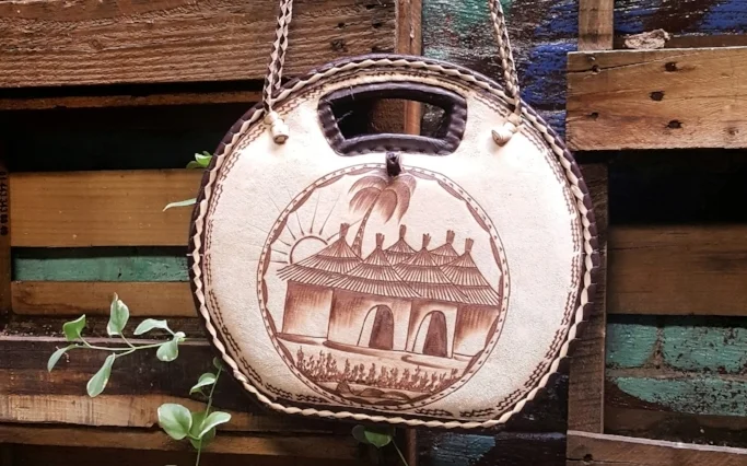 Burkina Faso Leather & Woven Bag