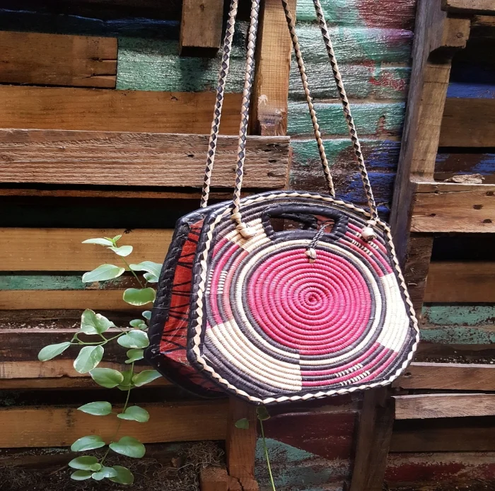 Reversible Burkina Faso Leather &amp; Woven Purse