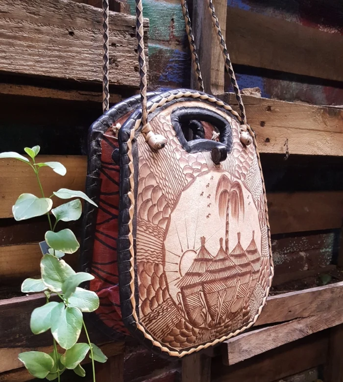 Burkina Faso Leather & Woven Bag