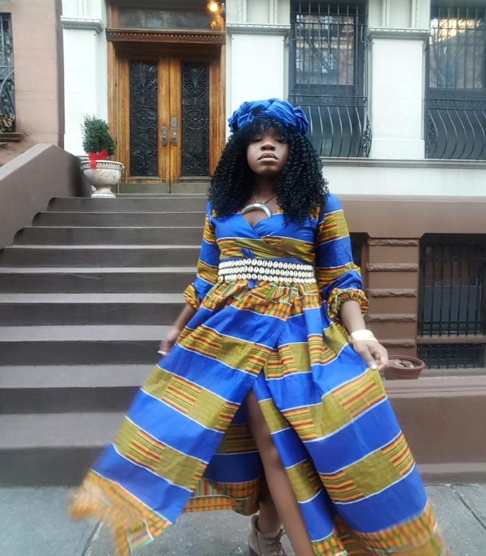knee length dresses for ladies African Print Kente Dress main image 0