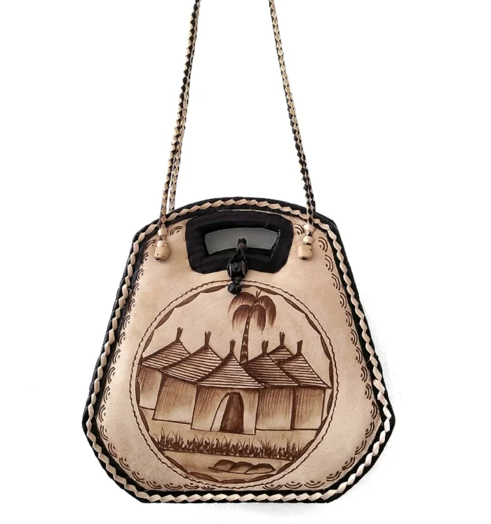 Reversible Burkina Faso Leather &amp; Woven Purse