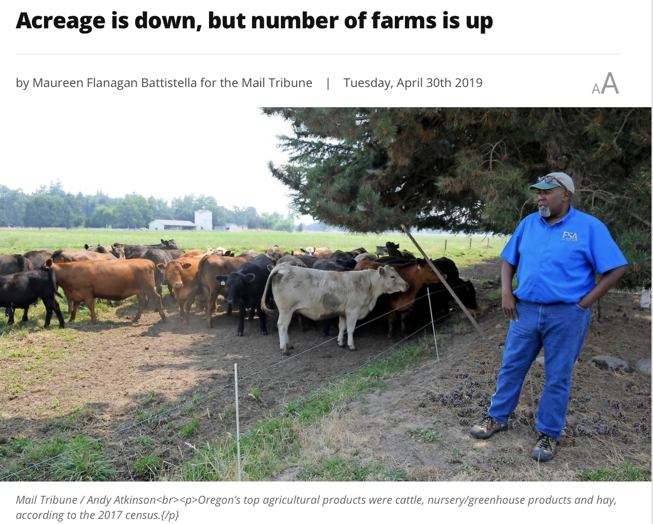Acreage is down but number of farms is up