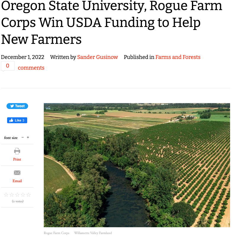 USDA FUNDING TO HELP NEW FARMERS