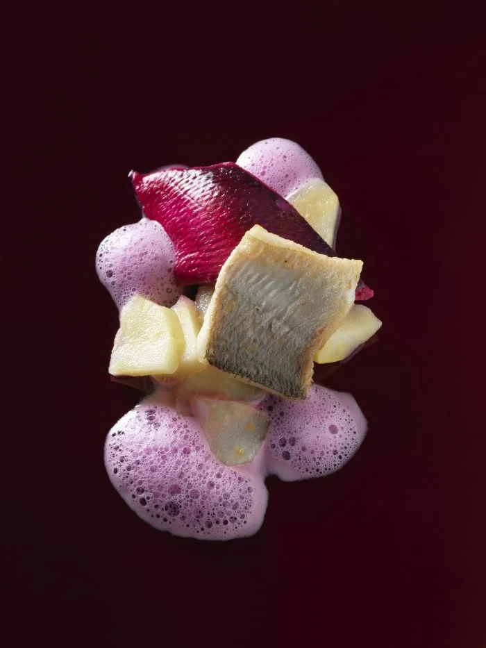 Rotes Felchenfilet, Apfel und Randensaft