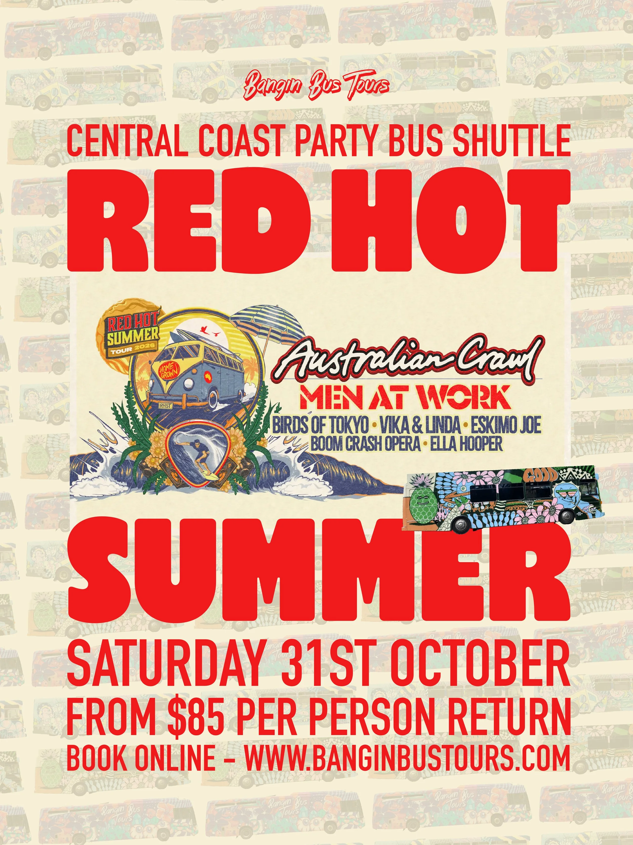 Party Bus Shuttle to Red Hot Summer Tour