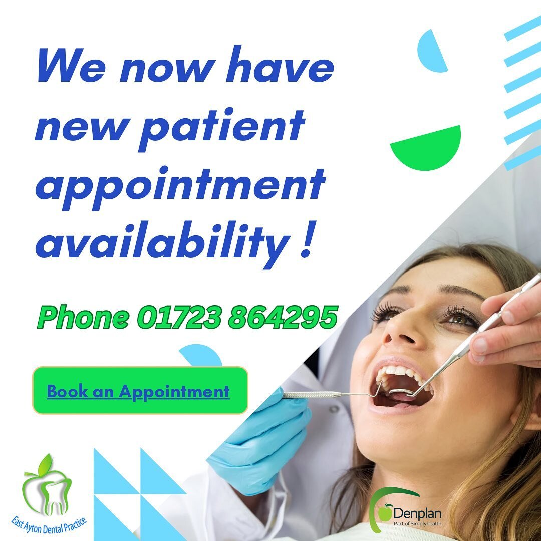 We have new patient appointments available! ☎️01723864295 for further information

#newpatientswelcome #newpatients #appointmentsavailable💋 #booknow #denplan #privatedentist #privatedentistry #familydentist #toothache @denplan #dentalpain