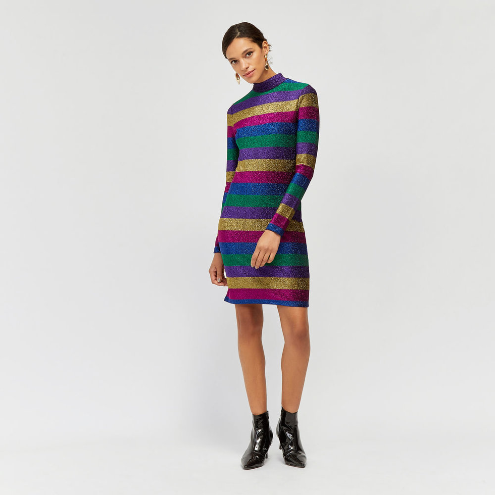 Rainbow Sparkle Stripe Dress