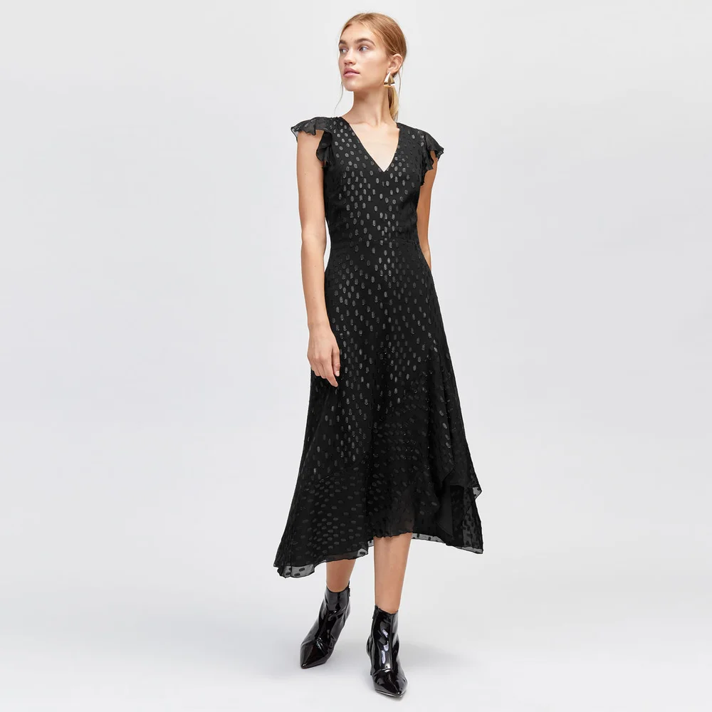 Metallic Spot Midi Dress
